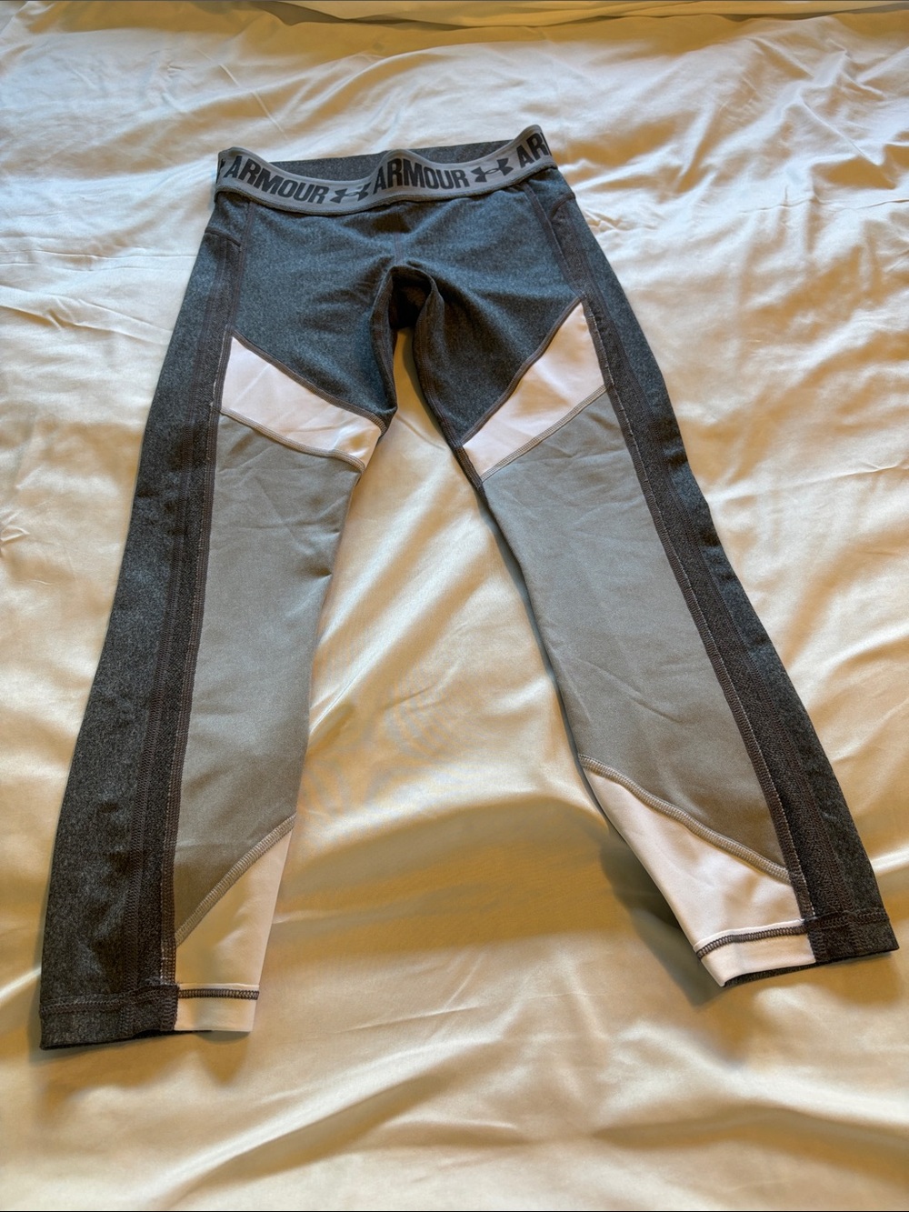 Under Armour Gray, Dark Gray and White Colorblock Leggings